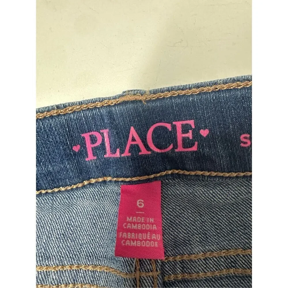 NWT THE CHILDREN'S PLACE Indigo Stone Blue Bootcut Jeans Sz 6 Adjustable Waist